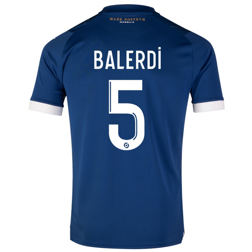 Kids  Leonardo Balerdi #5 Dark Blue Away Jersey 2023/24 T-Shirt