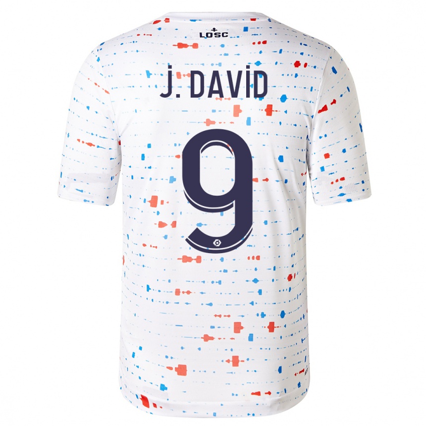 Kids Football Jonathan David #9 White Away Jersey 2023/24 T-Shirt