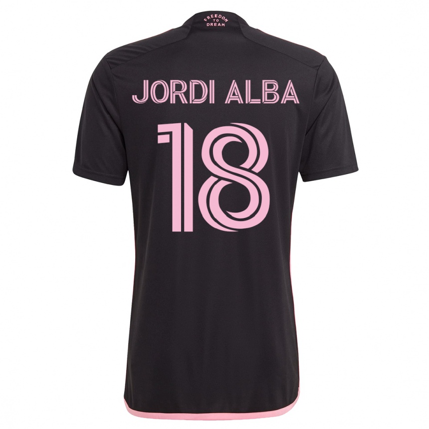 Kids  Jordi Alba #18 Black Away Jersey 2023/24 T-Shirt