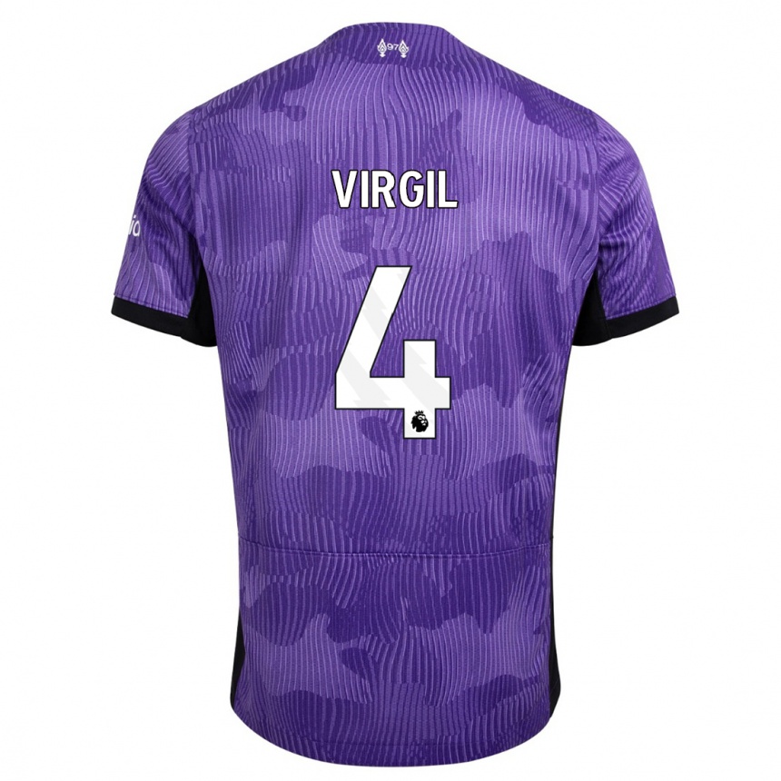 Kids  Virgil Van Dijk #4 Purple Third Jersey 2023/24 T-Shirt