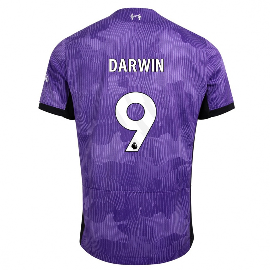 Kids  Darwin Nunez #9 Purple Third Jersey 2023/24 T-Shirt