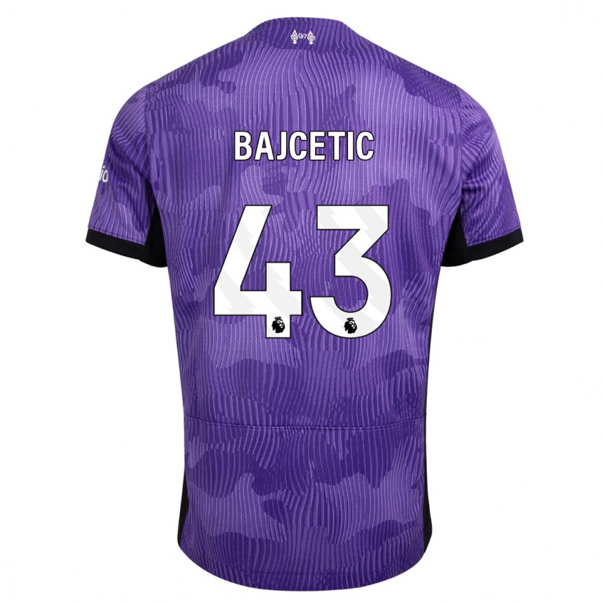 Kids  Stefan Bajcetic #43 Purple Third Jersey 2023/24 T-Shirt