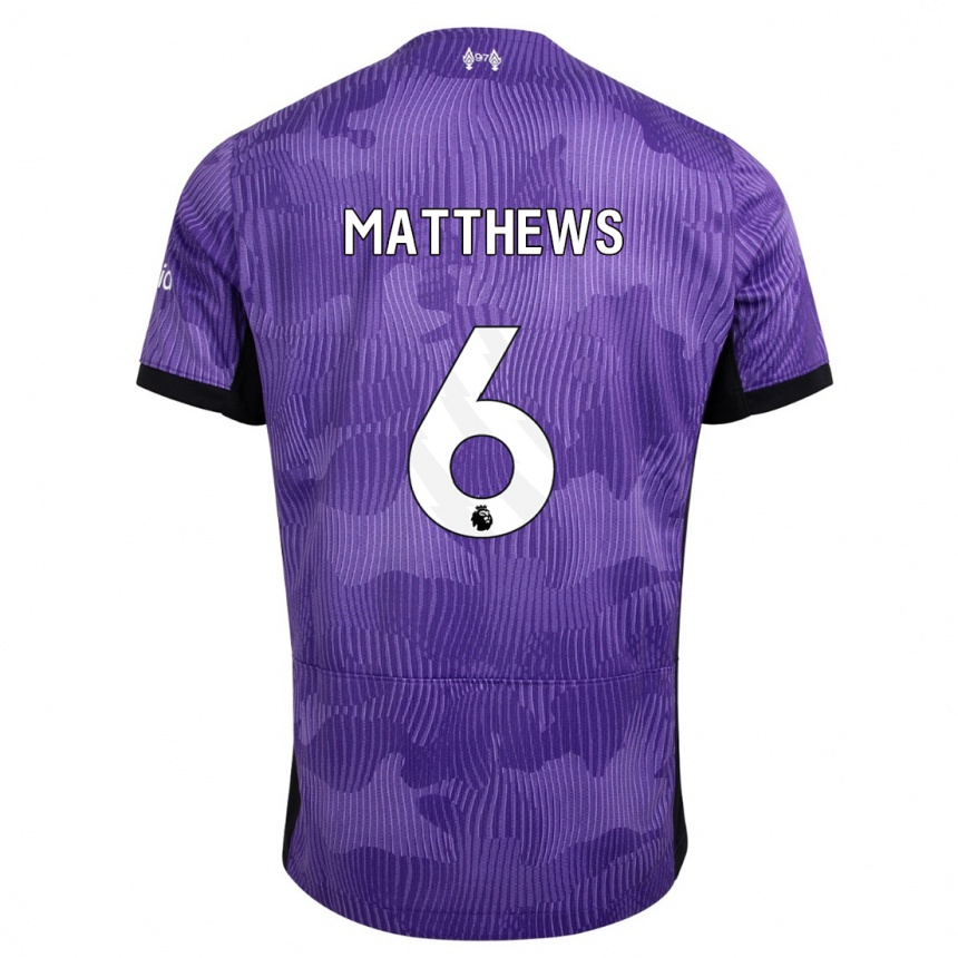 Kids  Jasmine Matthews #6 Purple Third Jersey 2023/24 T-Shirt