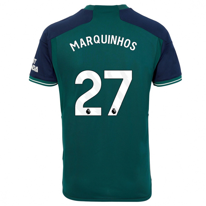 Kids  Marquinhos #27 Green Third Jersey 2023/24 T-Shirt