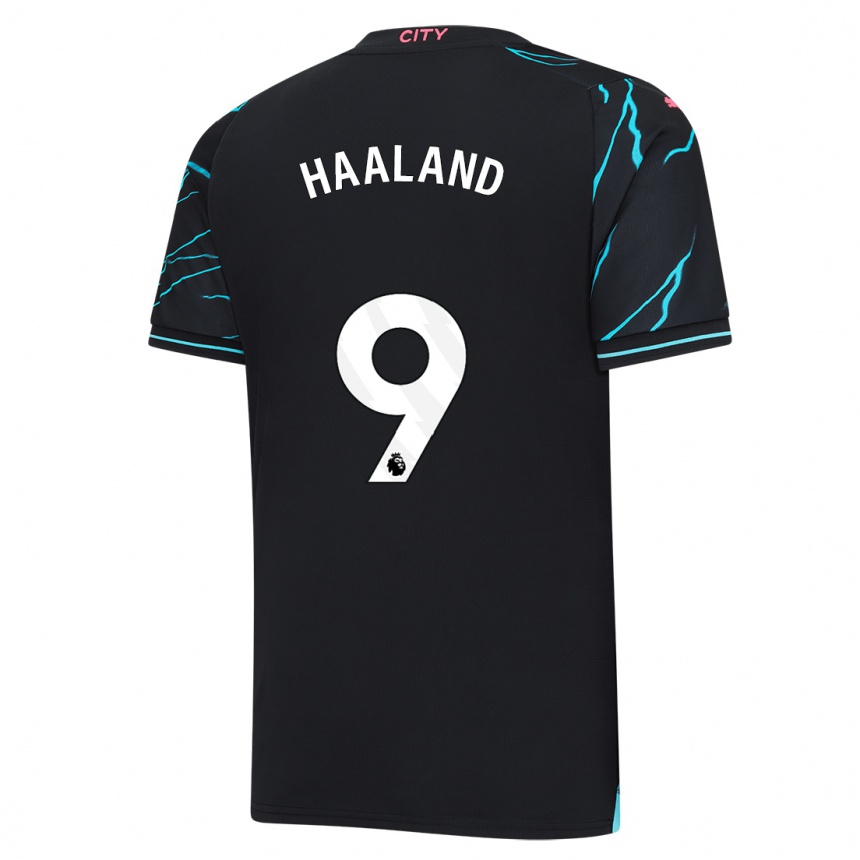 Kids  Erling Haaland #9 Dark Blue Third Jersey 2023/24 T-Shirt