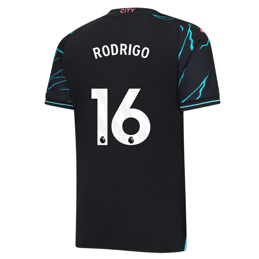 Kids  Rodrigo Hernandez #16 Dark Blue Third Jersey 2023/24 T-Shirt