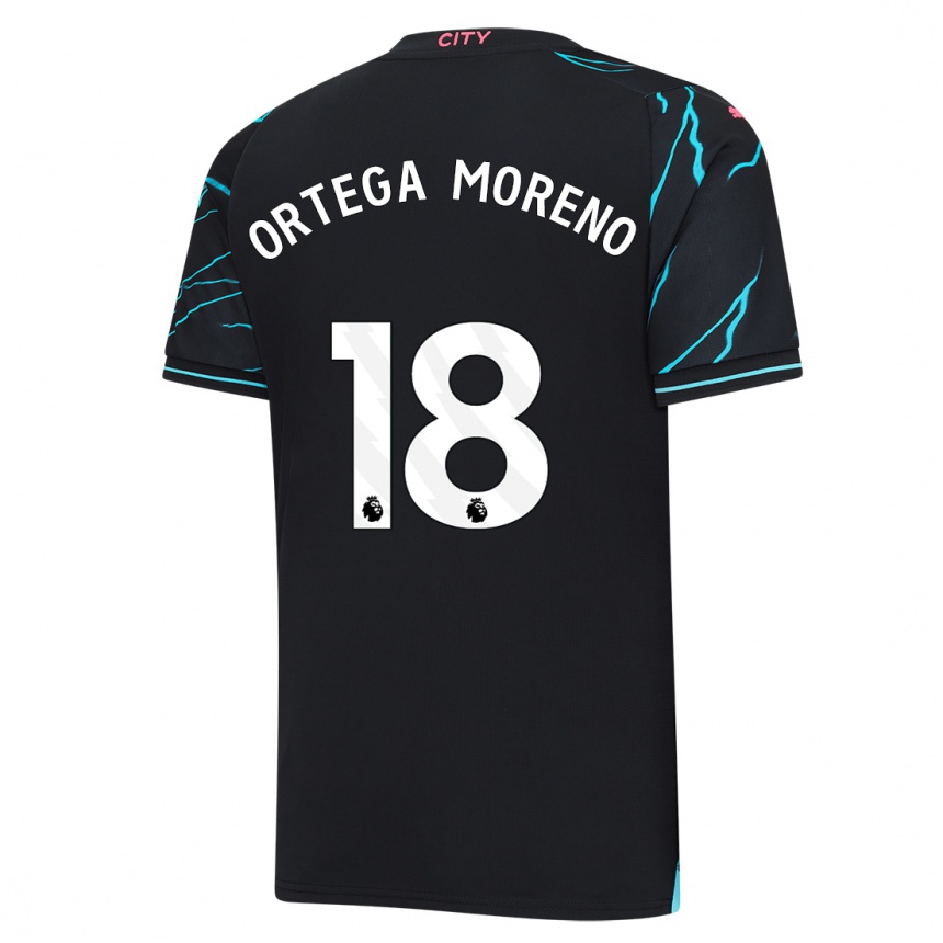 Kids  Stefan Ortega Moreno #18 Dark Blue Third Jersey 2023/24 T-Shirt