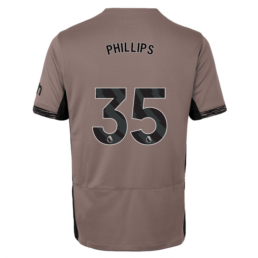 Kids  Ashley Phillips #35 Dark Beige Third Jersey 2023/24 T-Shirt