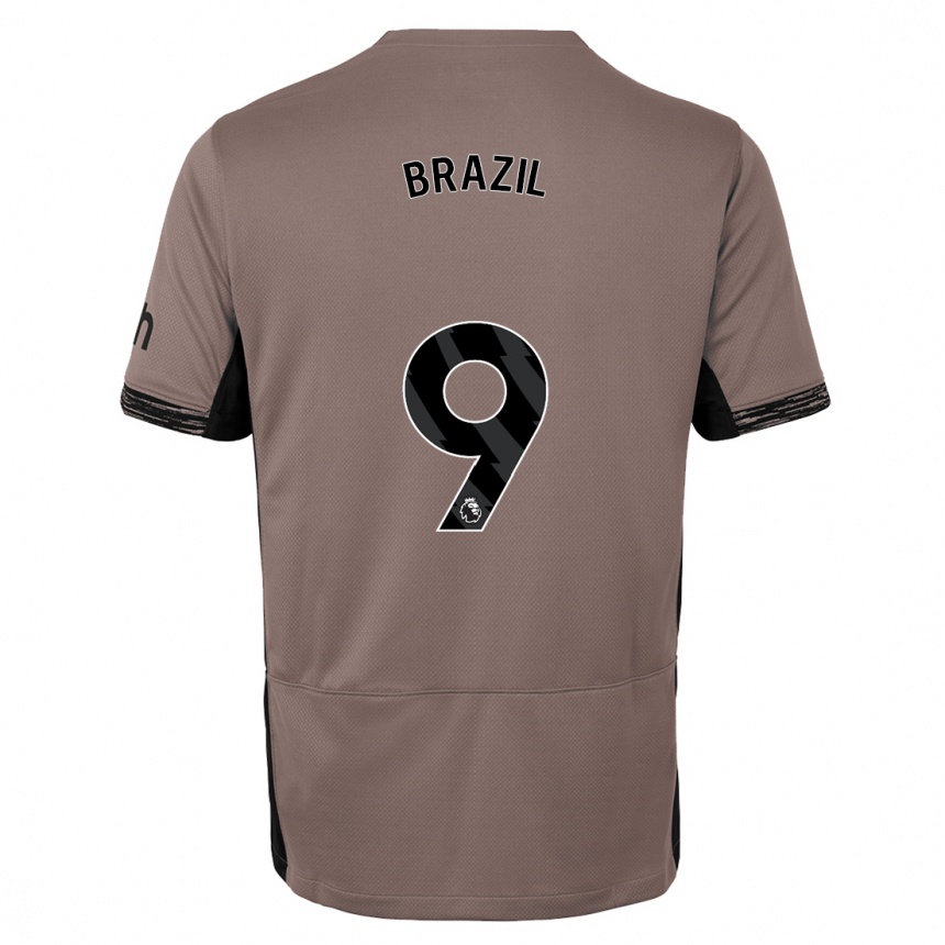 Kids  Ellie Brazil #9 Dark Beige Third Jersey 2023/24 T-Shirt