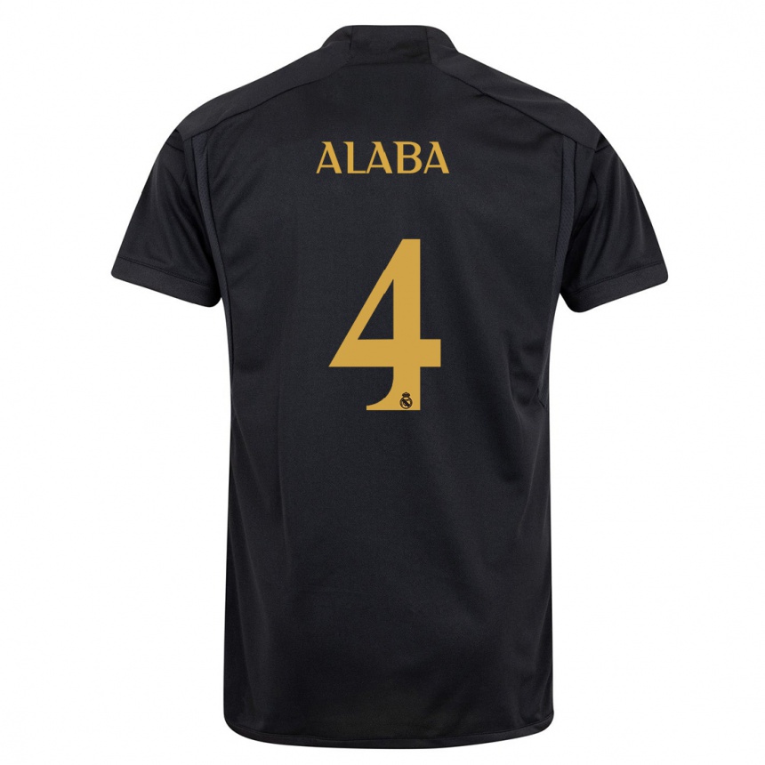 Kids  David Alaba #4 Black Third Jersey 2023/24 T-Shirt