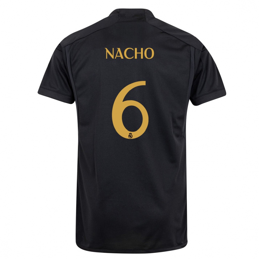 Kids  Nacho Fernandez #6 Black Third Jersey 2023/24 T-Shirt