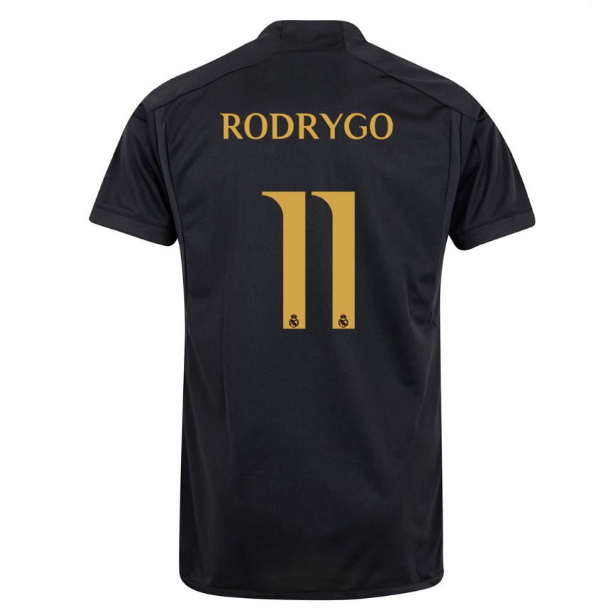 Kids  Rodrygo #11 Black Third Jersey 2023/24 T-Shirt