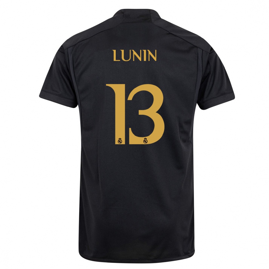 Kids  Andriy Lunin #13 Black Third Jersey 2023/24 T-Shirt