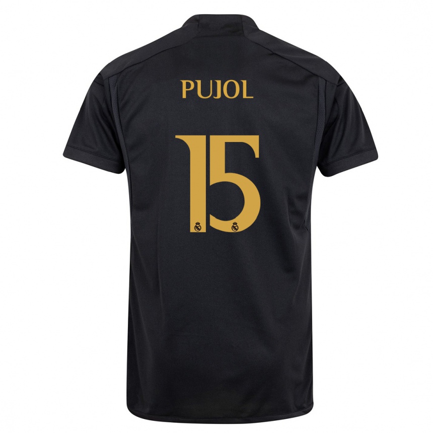 Kids  Edgar Pujol #15 Black Third Jersey 2023/24 T-Shirt