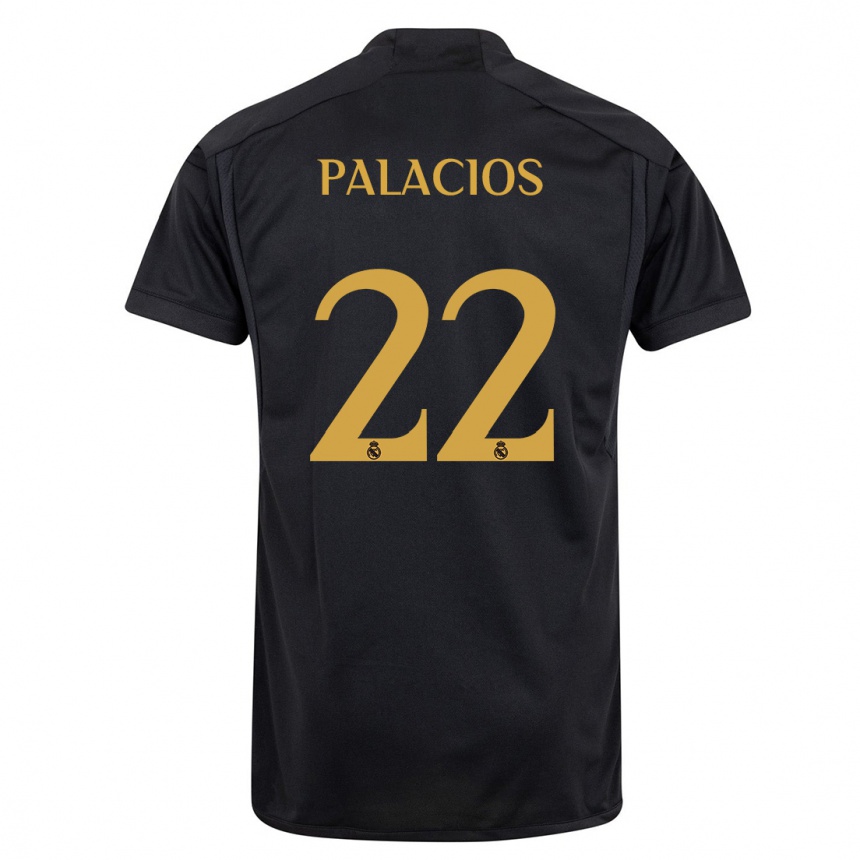 Kids  Cesar Palacios #22 Black Third Jersey 2023/24 T-Shirt