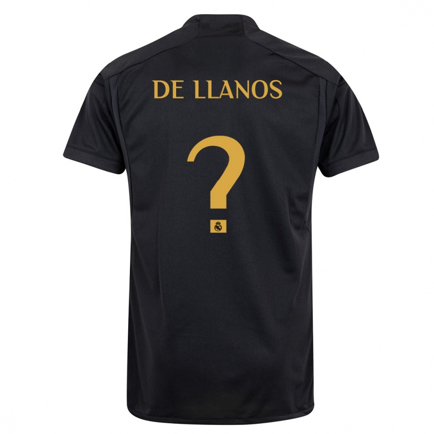 Kids  Hugo De Llanos #0 Black Third Jersey 2023/24 T-Shirt