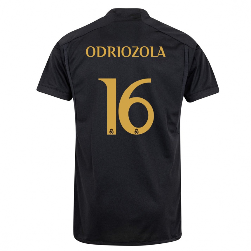 Kids  Alvaro Odriozola #16 Black Third Jersey 2023/24 T-Shirt