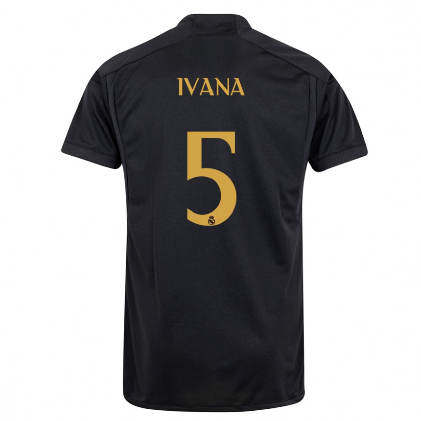 Kids  Ivana Andres #5 Black Third Jersey 2023/24 T-Shirt
