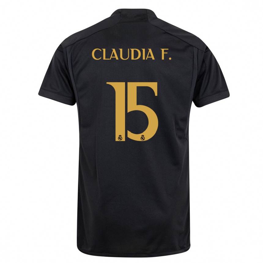 Kids  Claudia Florentino #15 Black Third Jersey 2023/24 T-Shirt