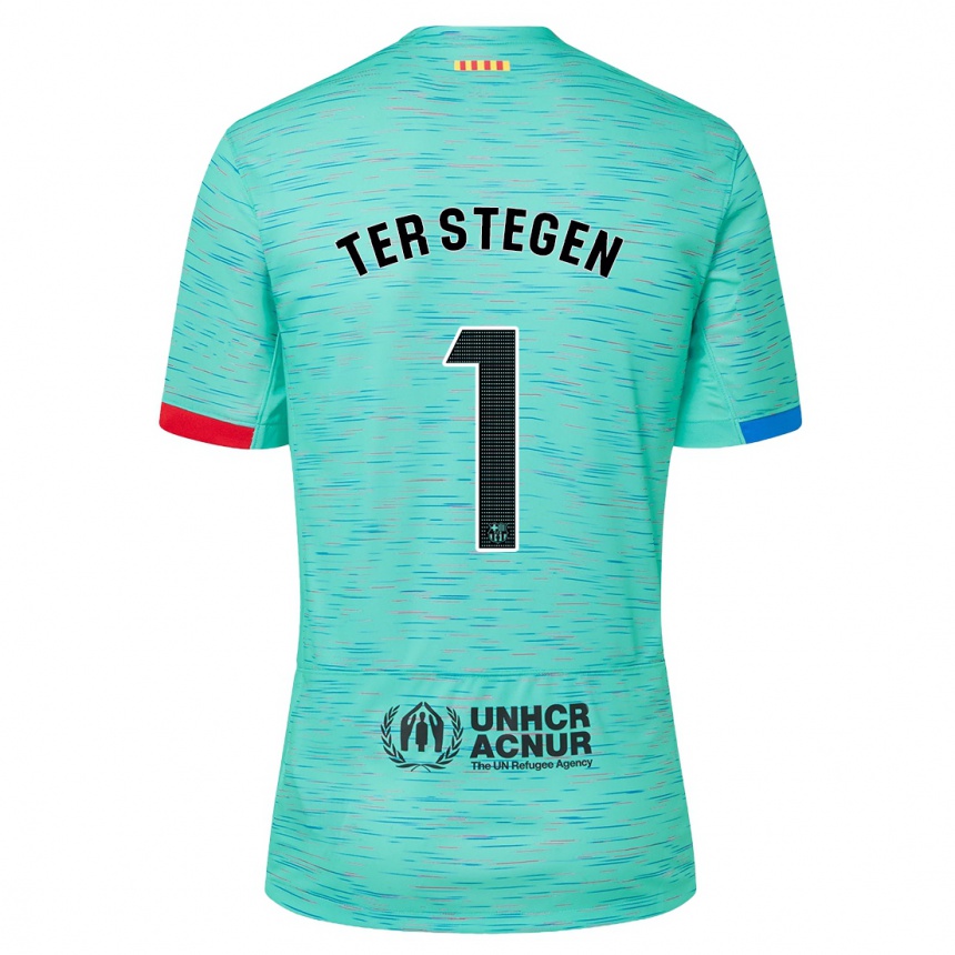 Kids  Marc-Andre Ter Stegen #1 Light Aqua Third Jersey 2023/24 T-Shirt