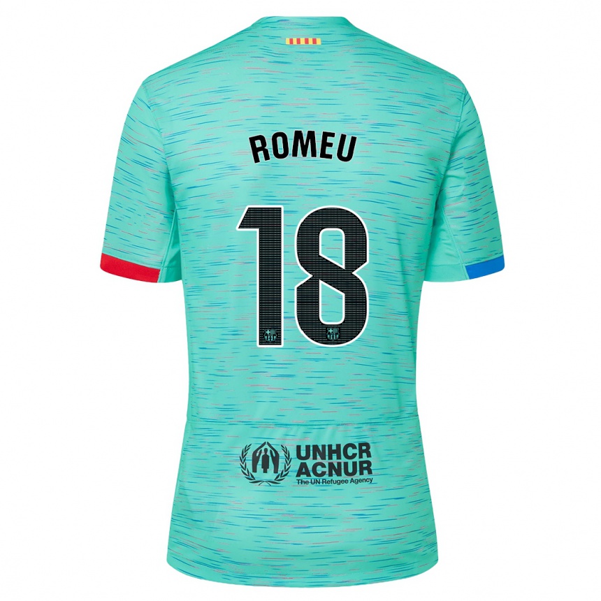 Kids  Oriol Romeu #18 Light Aqua Third Jersey 2023/24 T-Shirt