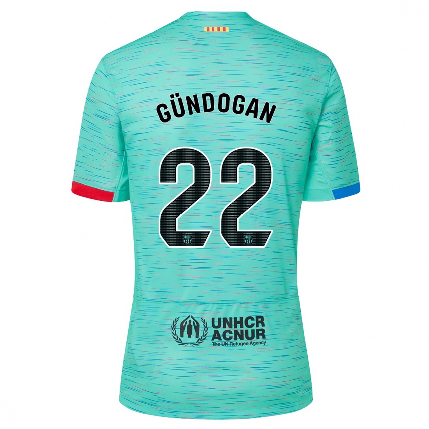 Kids  Ilkay Gundogan #22 Light Aqua Third Jersey 2023/24 T-Shirt