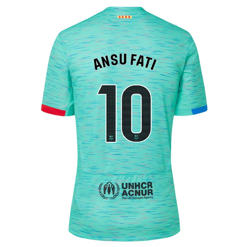 Kids  Ansu Fati #10 Light Aqua Third Jersey 2023/24 T-Shirt