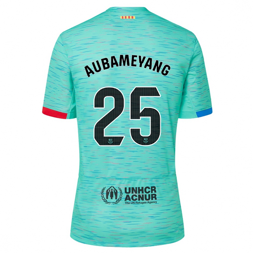 Kids  Pierre Emerick Aubameyang #25 Light Aqua Third Jersey 2023/24 T-Shirt