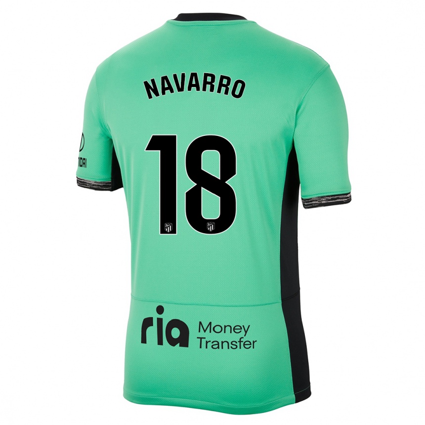 Kids  Eva Navarro #18 Spring Green Third Jersey 2023/24 T-Shirt