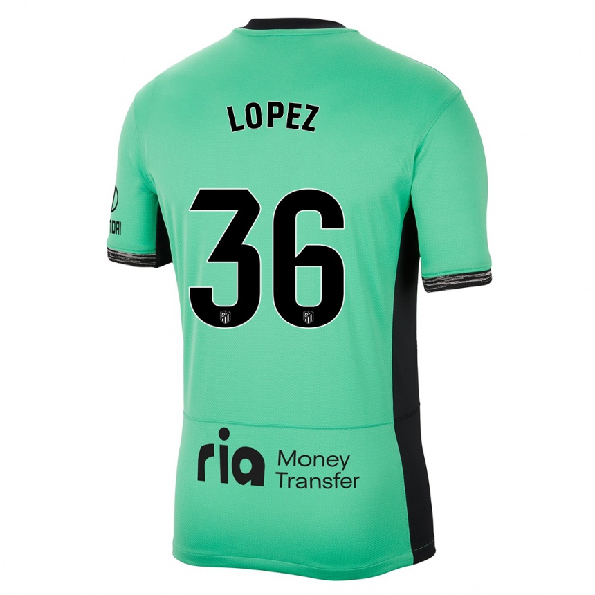 Kids  David Lopez #36 Spring Green Third Jersey 2023/24 T-Shirt