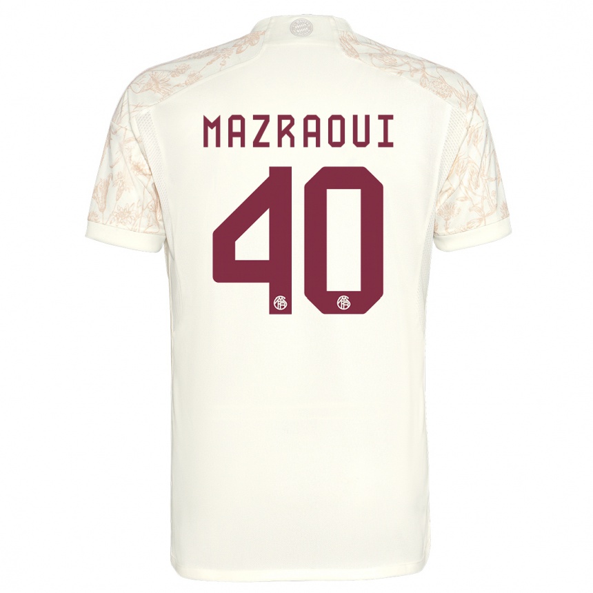 Kids  Noussair Mazraoui #40 Off White Third Jersey 2023/24 T-Shirt