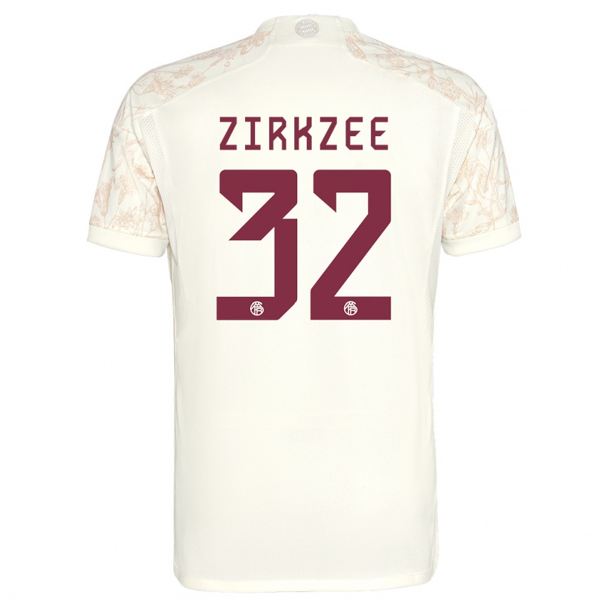 Kids  Joshua Zirkzee #32 Off White Third Jersey 2023/24 T-Shirt