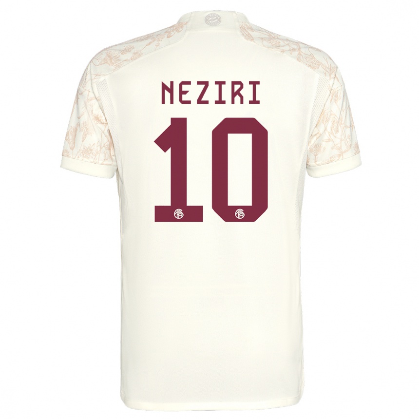 Kids  Behar Neziri #10 Off White Third Jersey 2023/24 T-Shirt