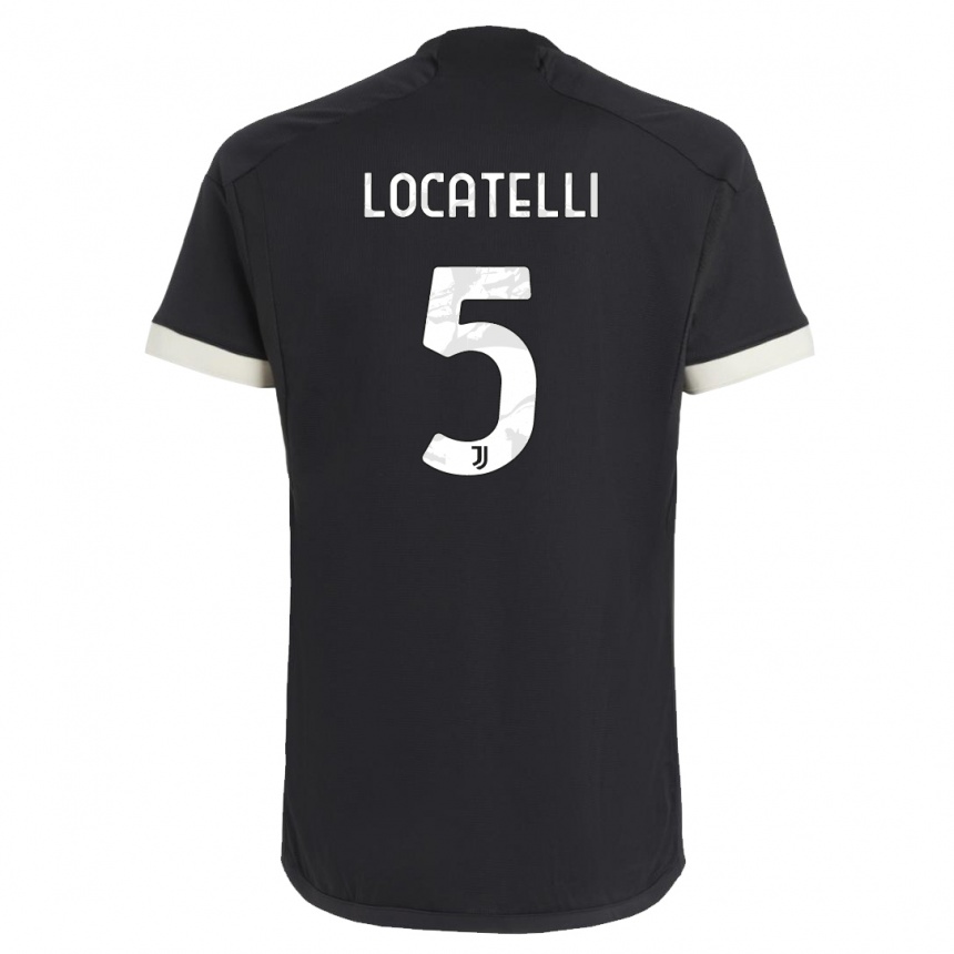 Kids  Manuel Locatelli #5 Black Third Jersey 2023/24 T-Shirt