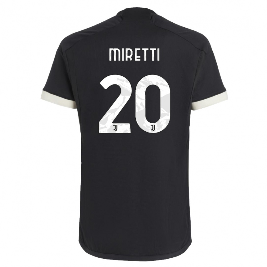 Kids  Fabio Miretti #20 Black Third Jersey 2023/24 T-Shirt