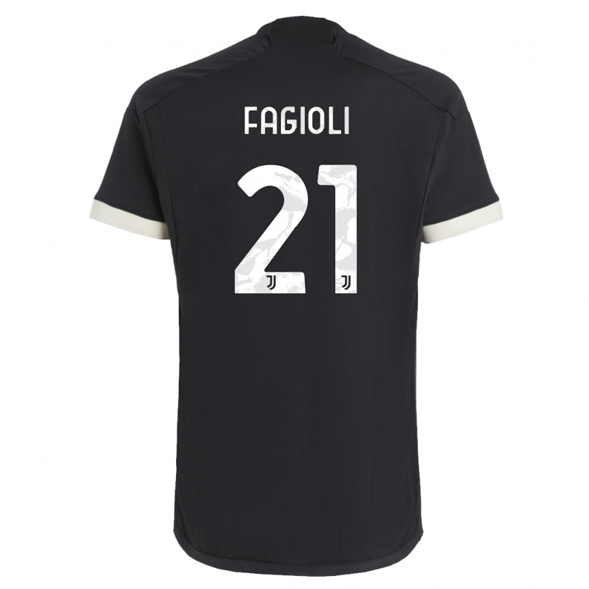Kids  Nicolo Fagioli #21 Black Third Jersey 2023/24 T-Shirt