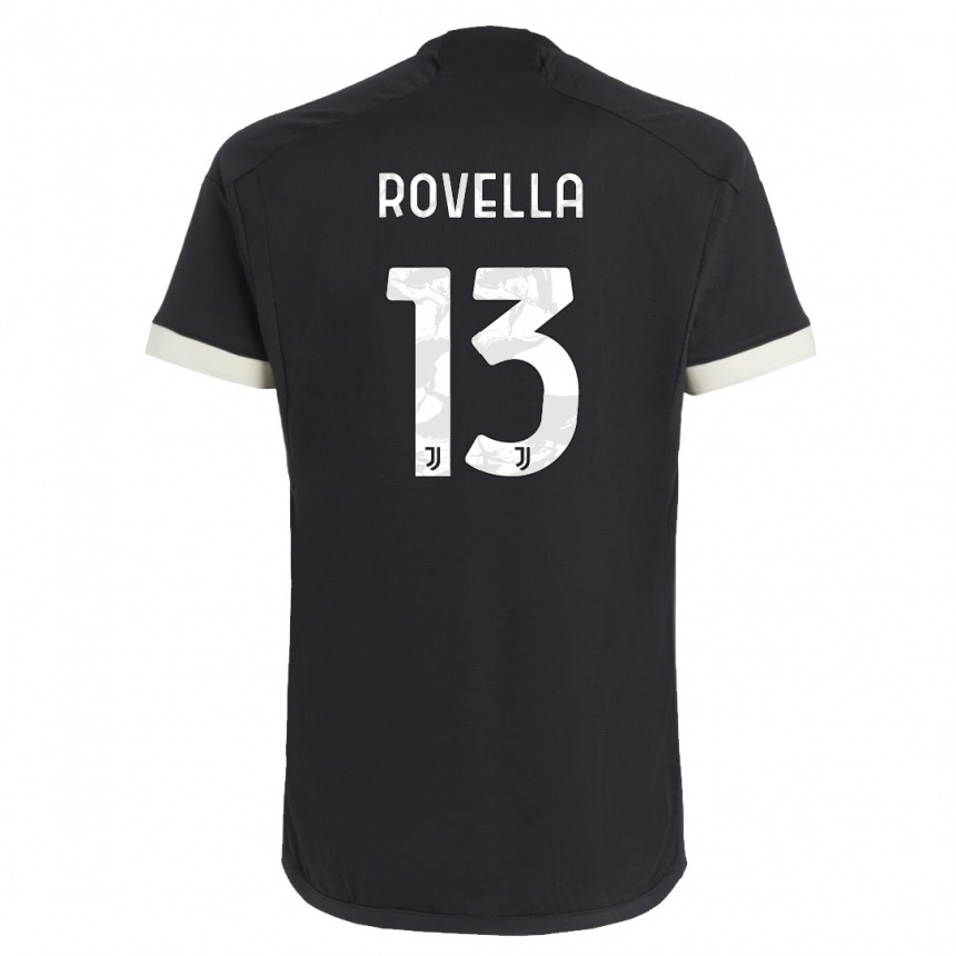 Kids  Nicolo Rovella #13 Black Third Jersey 2023/24 T-Shirt