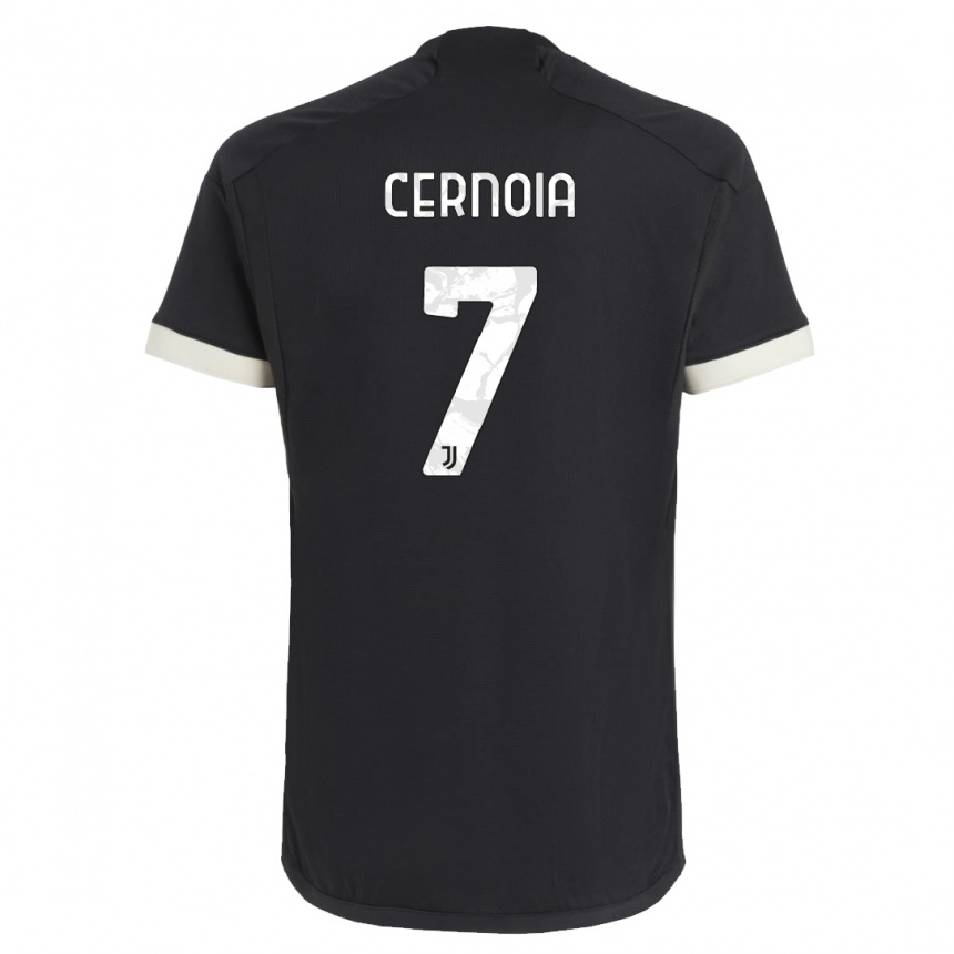 Kids  Valentina Cernoia #7 Black Third Jersey 2023/24 T-Shirt