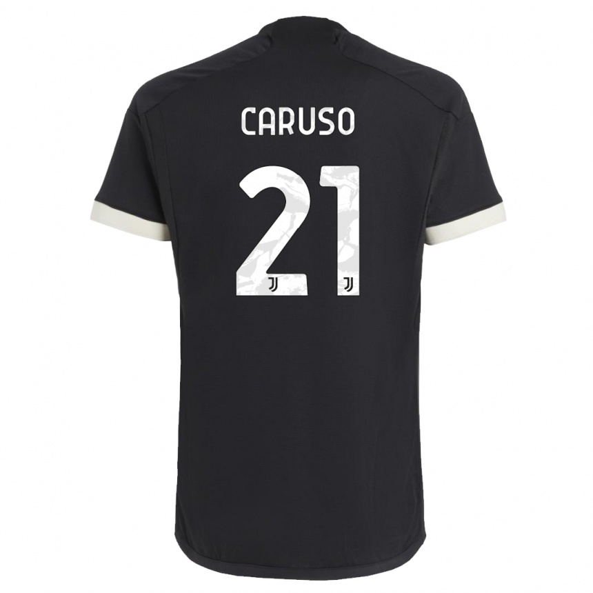 Kids  Arianna Caruso #21 Black Third Jersey 2023/24 T-Shirt