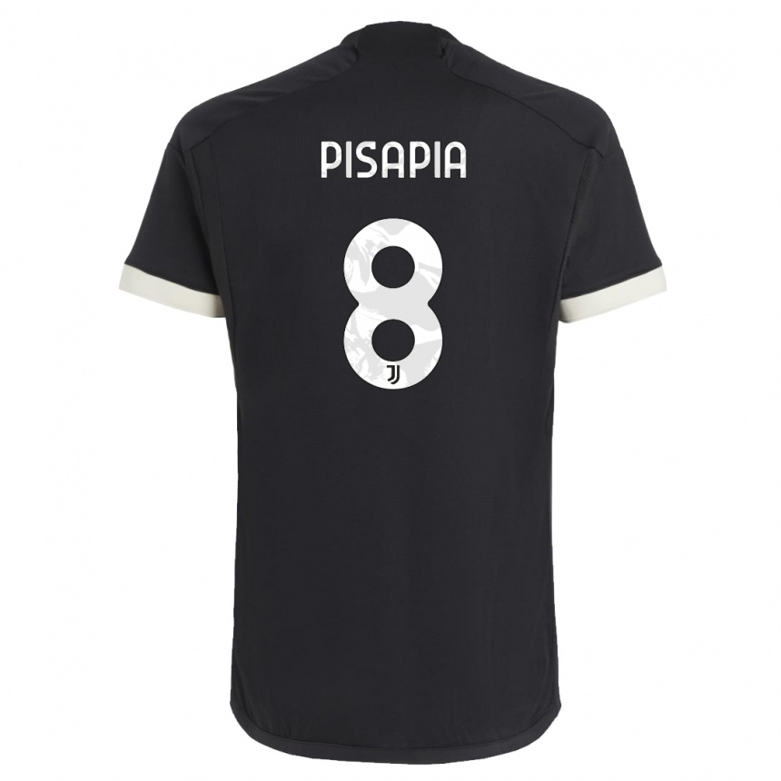 Kids  Luciano Pisapia #8 Black Third Jersey 2023/24 T-Shirt