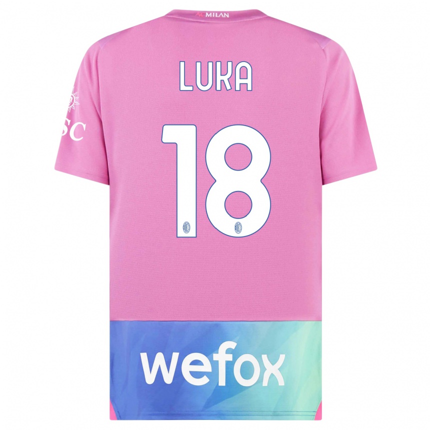 Kids  Luka Romero #18 Pink Purple Third Jersey 2023/24 T-Shirt