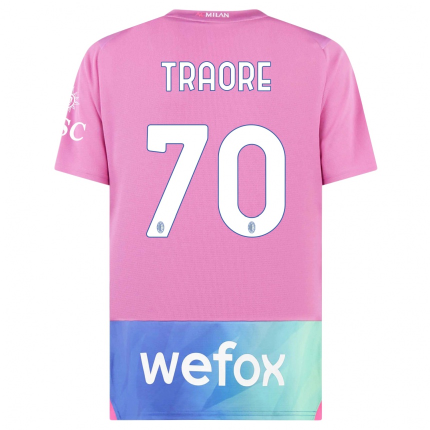 Kids  Chaka Traore #70 Pink Purple Third Jersey 2023/24 T-Shirt