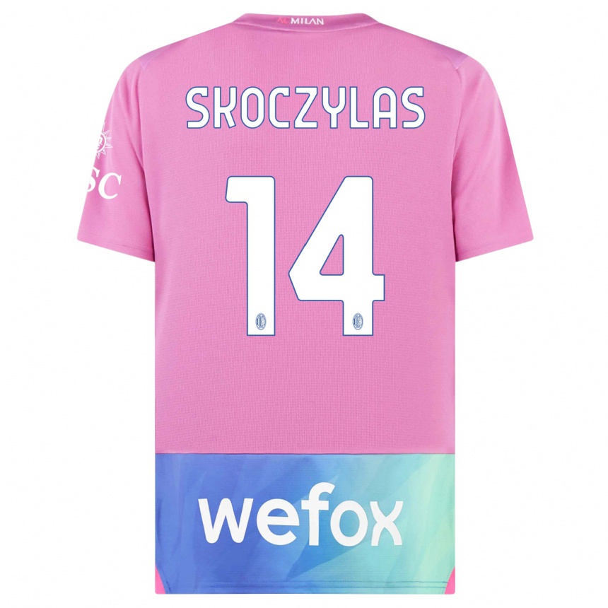 Kids  Mateusz Skoczylas #14 Pink Purple Third Jersey 2023/24 T-Shirt