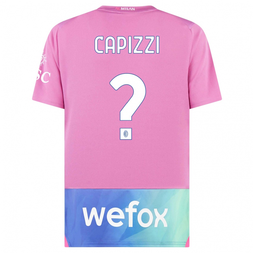 Kids  Edoardo Capizzi #0 Pink Purple Third Jersey 2023/24 T-Shirt