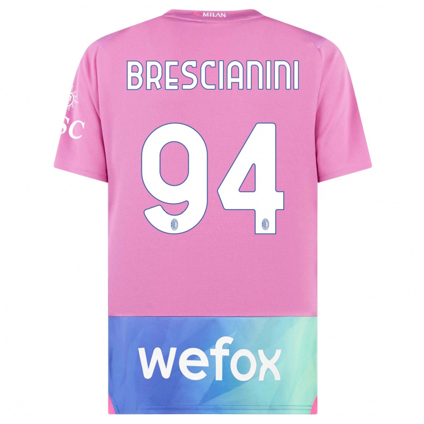 Kids  Marco Brescianini #94 Pink Purple Third Jersey 2023/24 T-Shirt