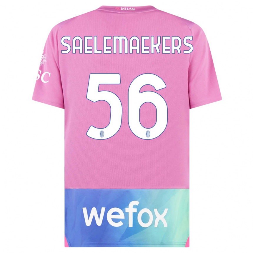 Kids  Alexis Saelemaekers #56 Pink Purple Third Jersey 2023/24 T-Shirt