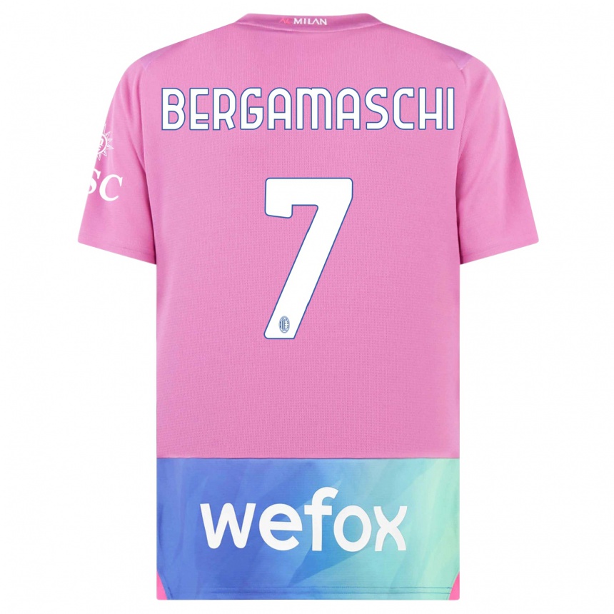 Kids  Valentina Bergamaschi #7 Pink Purple Third Jersey 2023/24 T-Shirt