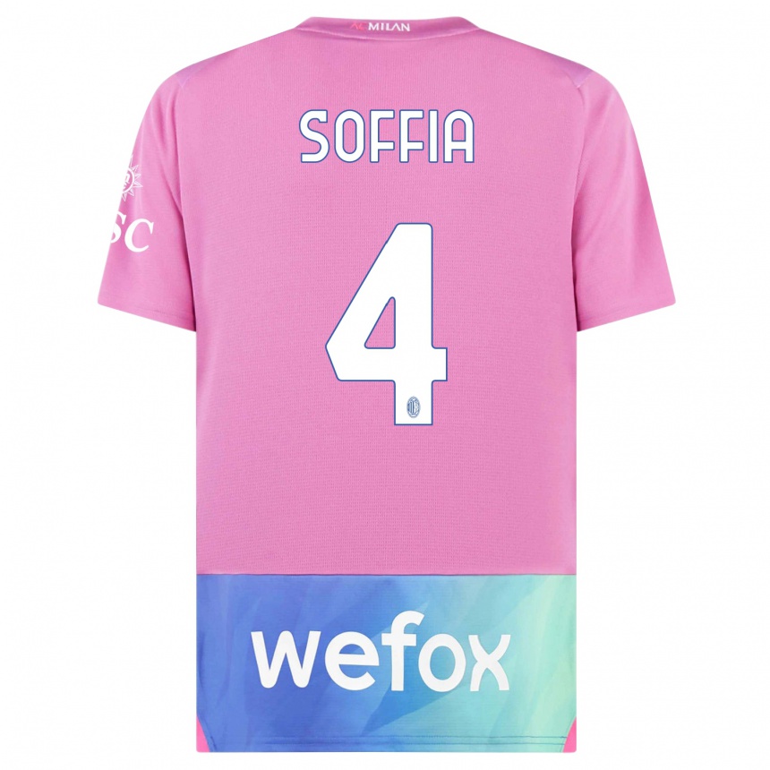 Kids  Angelica Soffia #4 Pink Purple Third Jersey 2023/24 T-Shirt