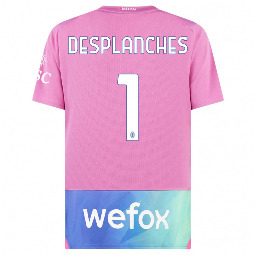 Kids  Sebastiano Desplanches #1 Pink Purple Third Jersey 2023/24 T-Shirt