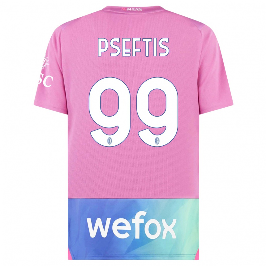 Kids  Fotios Pseftis #99 Pink Purple Third Jersey 2023/24 T-Shirt